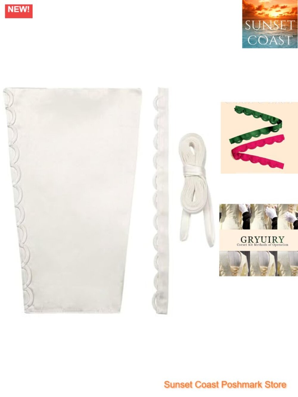 Satin Corset Back Kit Lace Up Zipper Replacement Adjustable for Prom Dresses